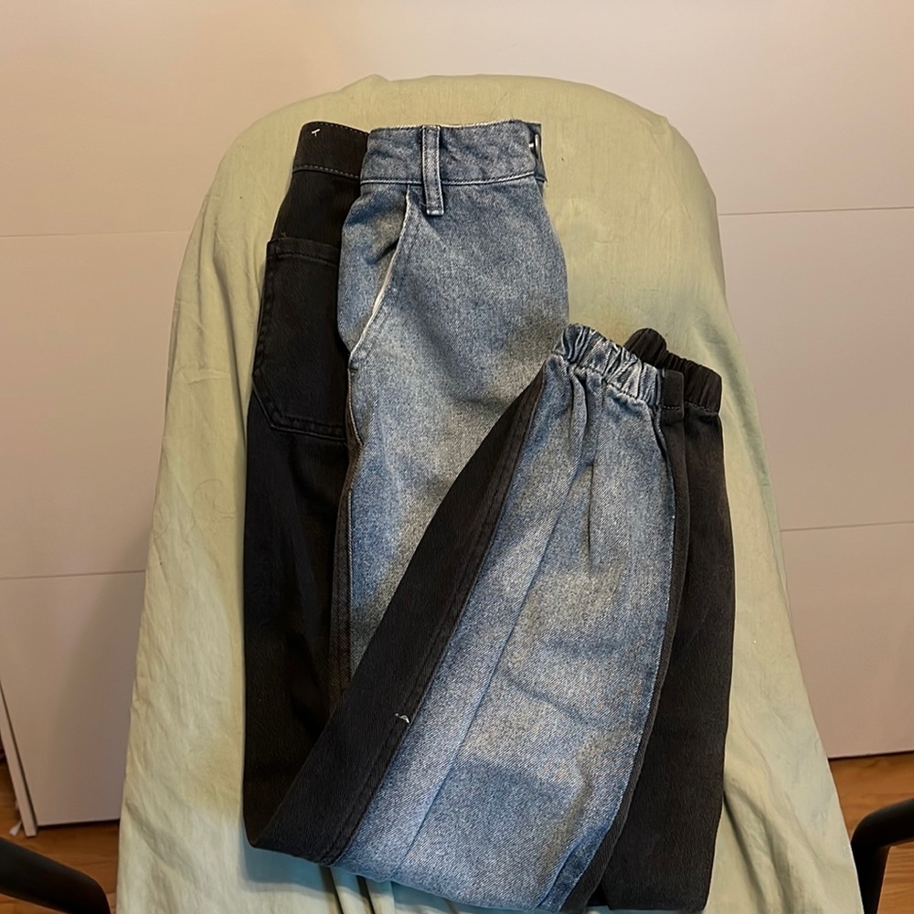 Pac sun blue denim and black denim jogger jeans